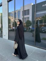 3 Parça Pamuk Krep Abaya Takım Standart Beden (38-44 Beden Arası Uyumlu) - Görsel 23