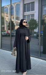 3 Parça Pamuk Krep Abaya Takım Standart Beden (38-44 Beden Arası Uyumlu) - Görsel 19