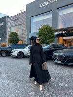 3 Parça Pamuk Krep Abaya Takım Standart Beden (38-44 Beden Arası Uyumlu) - Görsel 24