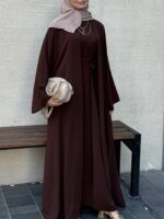 3 Parça Pamuk Krep Abaya Takım Standart Beden (38-44 Beden Arası Uyumlu) - Görsel 9
