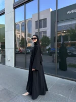 3 Parça Pamuk Krep Abaya Takım Standart Beden (38-44 Beden Arası Uyumlu) - Görsel 5