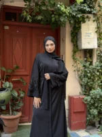 More Dubai Krep Ferace – Hem Fermuarlı Hem Kuşaklı - Görsel 4
