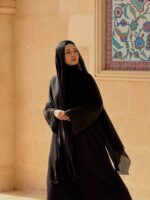 Mina Ferace Dubai Krep Fermuarlı & Kuşaklı (Rahat Kalıp) Geniş Kol - Görsel 19