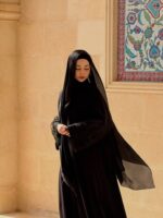 Mina Ferace Dubai Krep Fermuarlı & Kuşaklı (Rahat Kalıp) Geniş Kol - Görsel 11