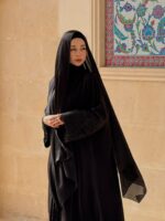 Mina Ferace Dubai Krep Fermuarlı & Kuşaklı (Rahat Kalıp) Geniş Kol - Görsel 13