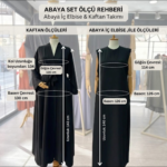 3 Parça Pamuk Krep Abaya Takım Standart Beden (38-44 Beden Arası Uyumlu) - Görsel 3