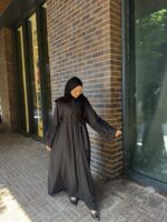Lalezar Fransız Dantel Dubai İpeği  Siyah Ferace - Görsel 2