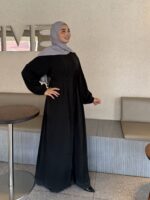 Balon Kol Minimalist Dökümlü Zarif Ferace - Görsel 10