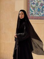 Mina Ferace Dubai Krep Fermuarlı & Kuşaklı (Rahat Kalıp) Geniş Kol - Görsel 27