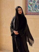Mina Ferace Dubai Krep Fermuarlı & Kuşaklı (Rahat Kalıp) Geniş Kol - Görsel 28
