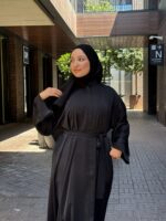 Lalezar Fransız Dantel Dubai İpeği  Siyah Ferace - Görsel 5