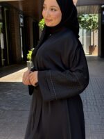 Lalezar Fransız Dantel Dubai İpeği  Siyah Ferace - Görsel 3