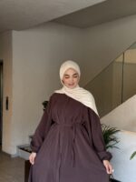 Balon Kol Minimalist Dökümlü Zarif Ferace - Görsel 15