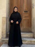Süreyya Güpürlü Ferace İspanyol Kol Özel Tasarım Hem Kuşaklı Hem Fermuarlı - Görsel 11