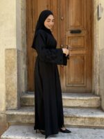 Süreyya Güpürlü Ferace İspanyol Kol Özel Tasarım Hem Kuşaklı Hem Fermuarlı - Görsel 7