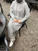 3 İplik Sweat Elbise Kapüşonlu